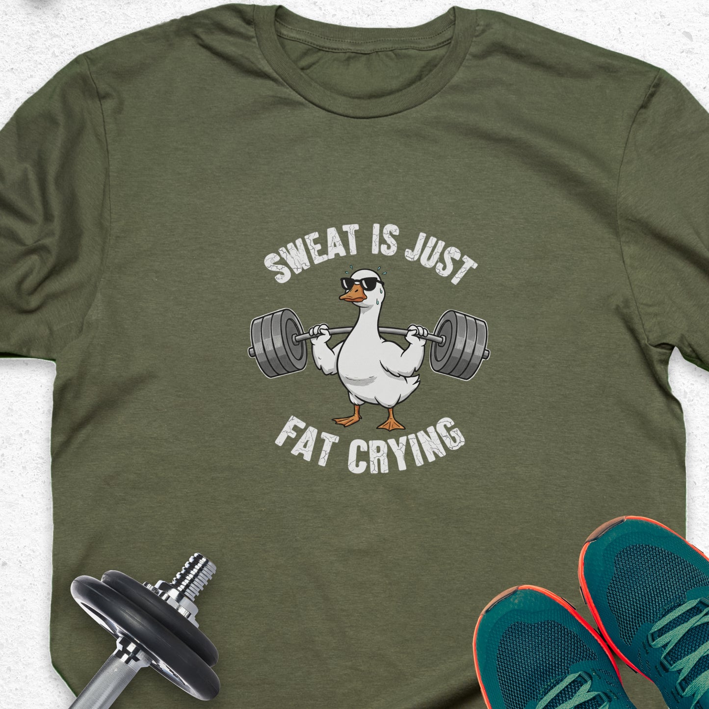 Sweat Is Just Fat Crying  T-Shirt — Humorous Gym Workout Tee