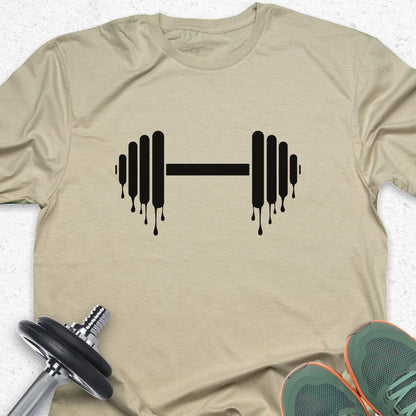 Inspirational Workout T-Shirt — Motivational "Sweaty Barbell" Gym Tee