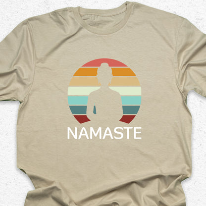 Namaste Yoga T-Shirt – Vintage Sunset Meditation Tee, Spiritual Yoga Shirt, Mindfulness Gift