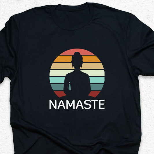 Namaste Yoga T-Shirt – Vintage Sunset Meditation Tee, Spiritual Yoga Shirt, Mindfulness Gift