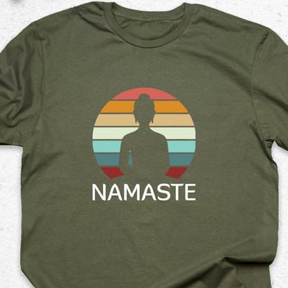 Namaste Yoga T-Shirt – Vintage Sunset Meditation Tee, Spiritual Yoga Shirt, Mindfulness Gift