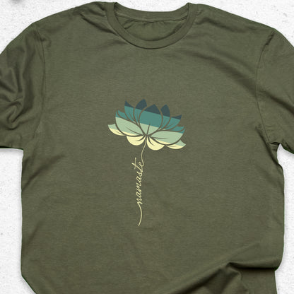 Minimalist Namaste Lotus T-Shirt – Zen Yoga Tee, Spiritual Flower Shirt, Meditation Apparel