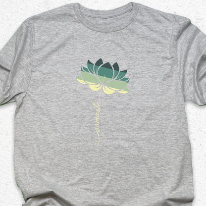Minimalist Namaste Lotus T-Shirt – Zen Yoga Tee, Spiritual Flower Shirt, Meditation Apparel