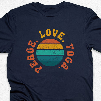 Peace Love Yoga T-Shirt – Minimalist Yoga Tee, Spiritual Shirt, Mindfulness Wellness Apparel