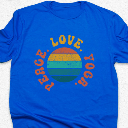 Peace Love Yoga T-Shirt – Minimalist Yoga Tee, Spiritual Shirt, Mindfulness Wellness Apparel