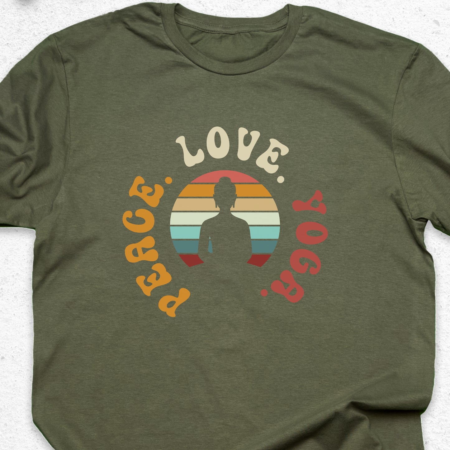 Peace Love Yoga T-Shirt – Minimalist Yoga Tee, Spiritual Shirt, Mindfulness Wellness Apparel