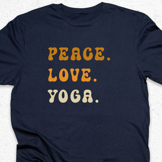 Peace Love Yoga T-Shirt – Minimalist Yoga Tee, Spiritual Shirt, Mindfulness Wellness Apparel