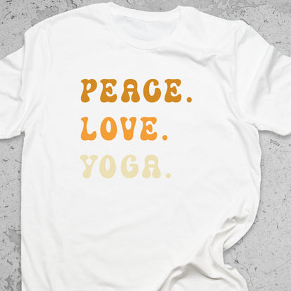 Peace Love Yoga T-Shirt – Minimalist Yoga Tee, Spiritual Shirt, Mindfulness Wellness Apparel