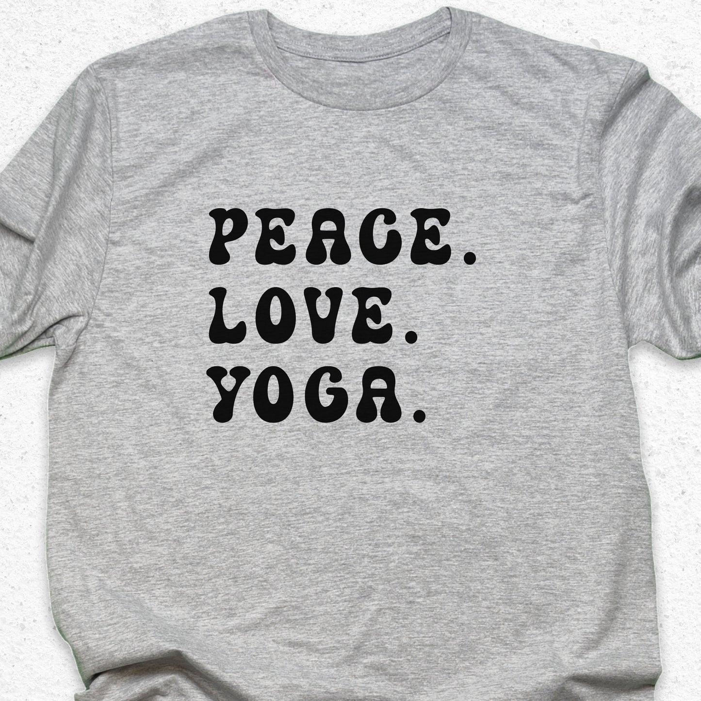 Peace Love Yoga T-Shirt – Minimalist Yoga Tee, Spiritual Shirt, Mindfulness Wellness Apparel
