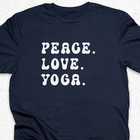 Peace Love Yoga T-Shirt – Minimalist Yoga Tee, Spiritual Shirt, Mindfulness Wellness Apparel