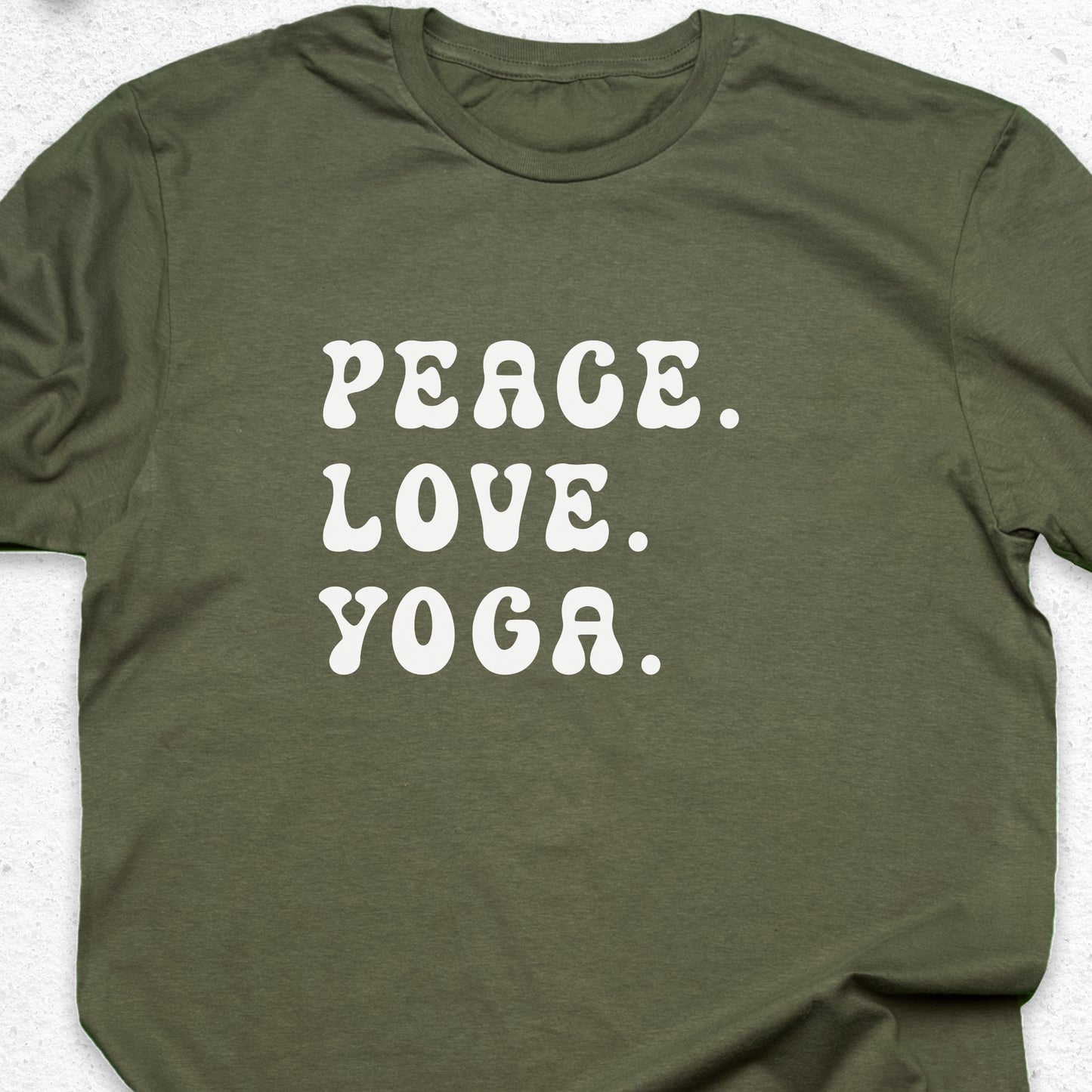 Peace Love Yoga T-Shirt – Minimalist Yoga Tee, Spiritual Shirt, Mindfulness Wellness Apparel