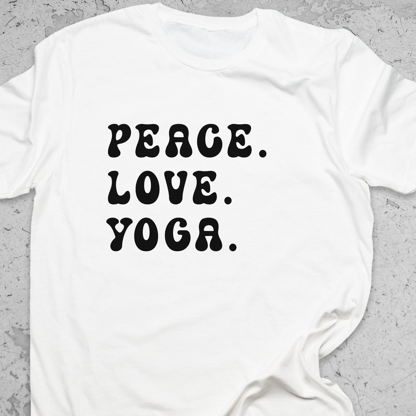 Peace Love Yoga T-Shirt – Minimalist Yoga Tee, Spiritual Shirt, Mindfulness Wellness Apparel