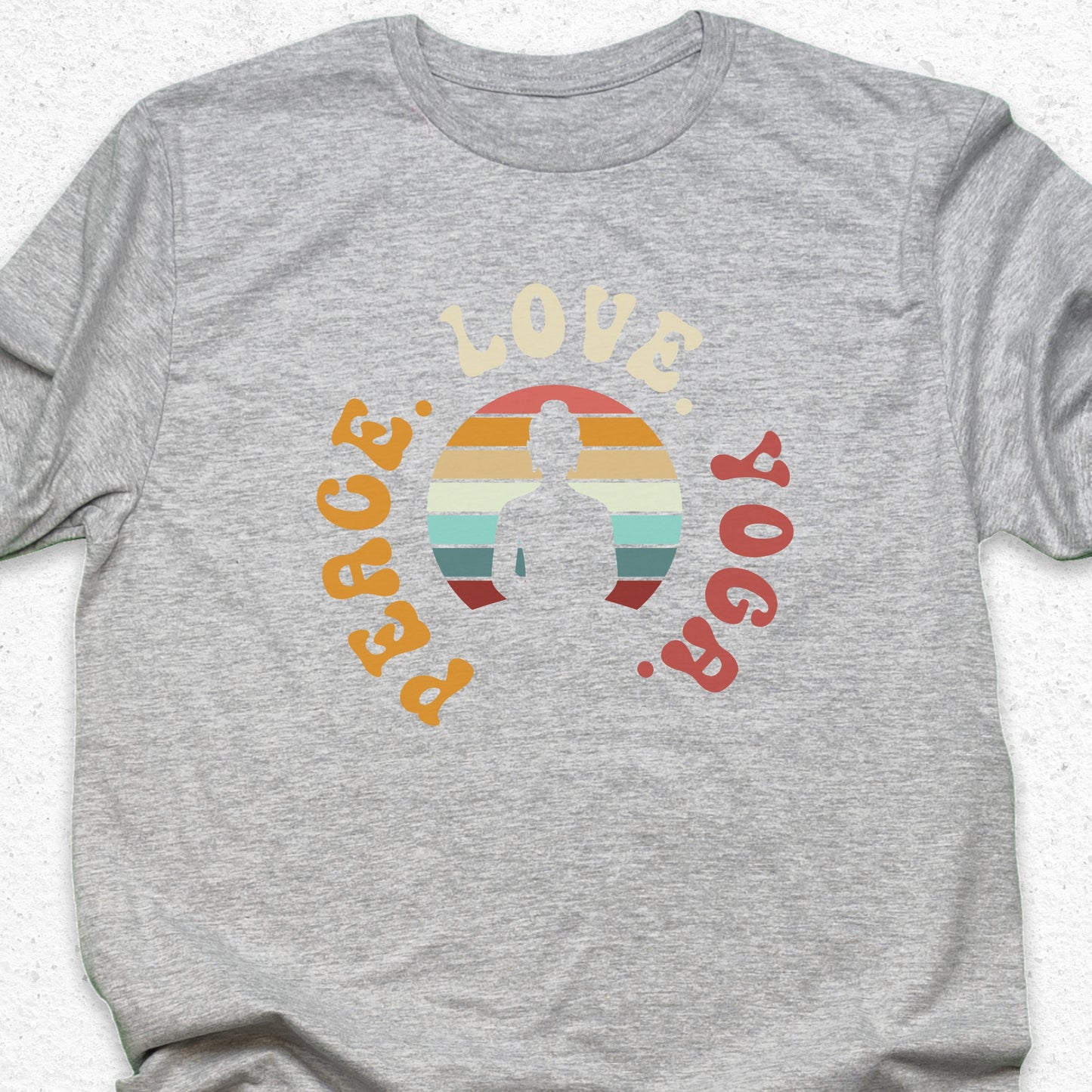 Peace Love Yoga T-Shirt – Minimalist Yoga Tee, Spiritual Shirt, Mindfulness Wellness Apparel