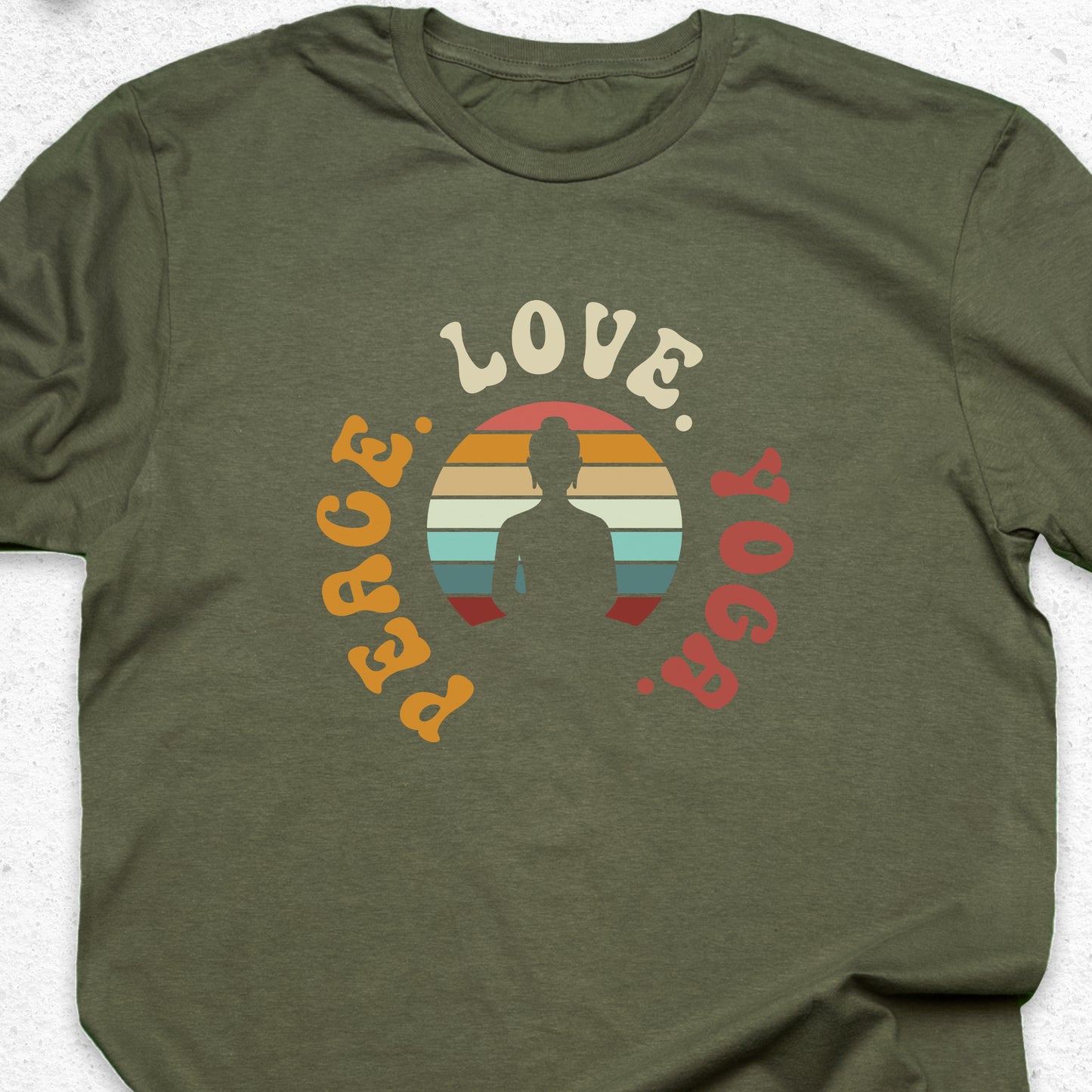 Peace Love Yoga T-Shirt – Minimalist Yoga Tee, Spiritual Shirt, Mindfulness Wellness Apparel