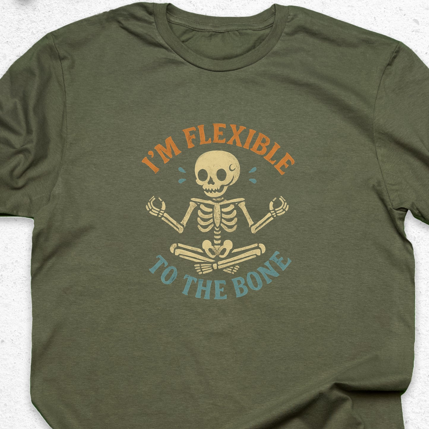 I’m Flexible To The Bone T-Shirt – Funny Yoga Skeleton Tee, Fitness Humor Shirt, Stretching Pun Apparel