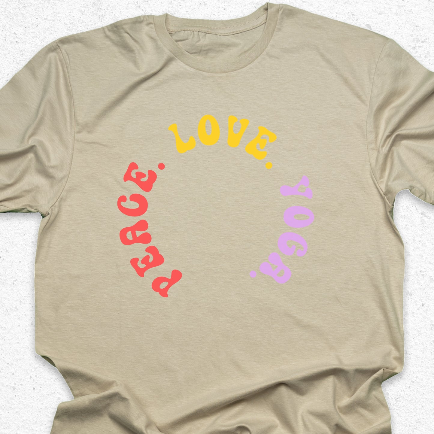 Peace Love Yoga T-Shirt – Minimalist Yoga Tee, Spiritual Shirt, Mindfulness Wellness Apparel
