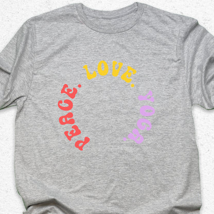 Peace Love Yoga T-Shirt – Minimalist Yoga Tee, Spiritual Shirt, Mindfulness Wellness Apparel