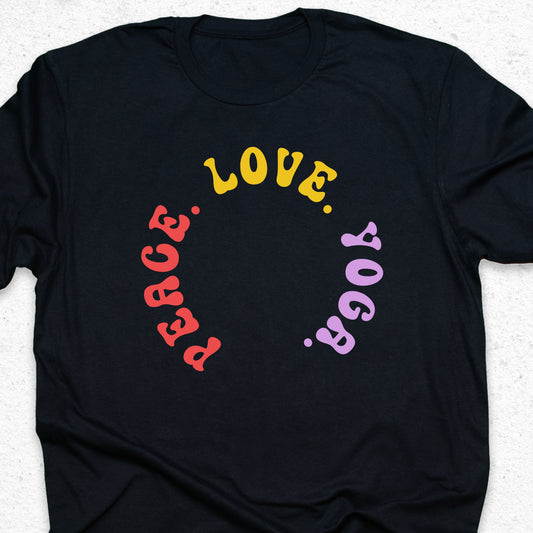 Peace Love Yoga T-Shirt – Minimalist Yoga Tee, Spiritual Shirt, Mindfulness Wellness Apparel