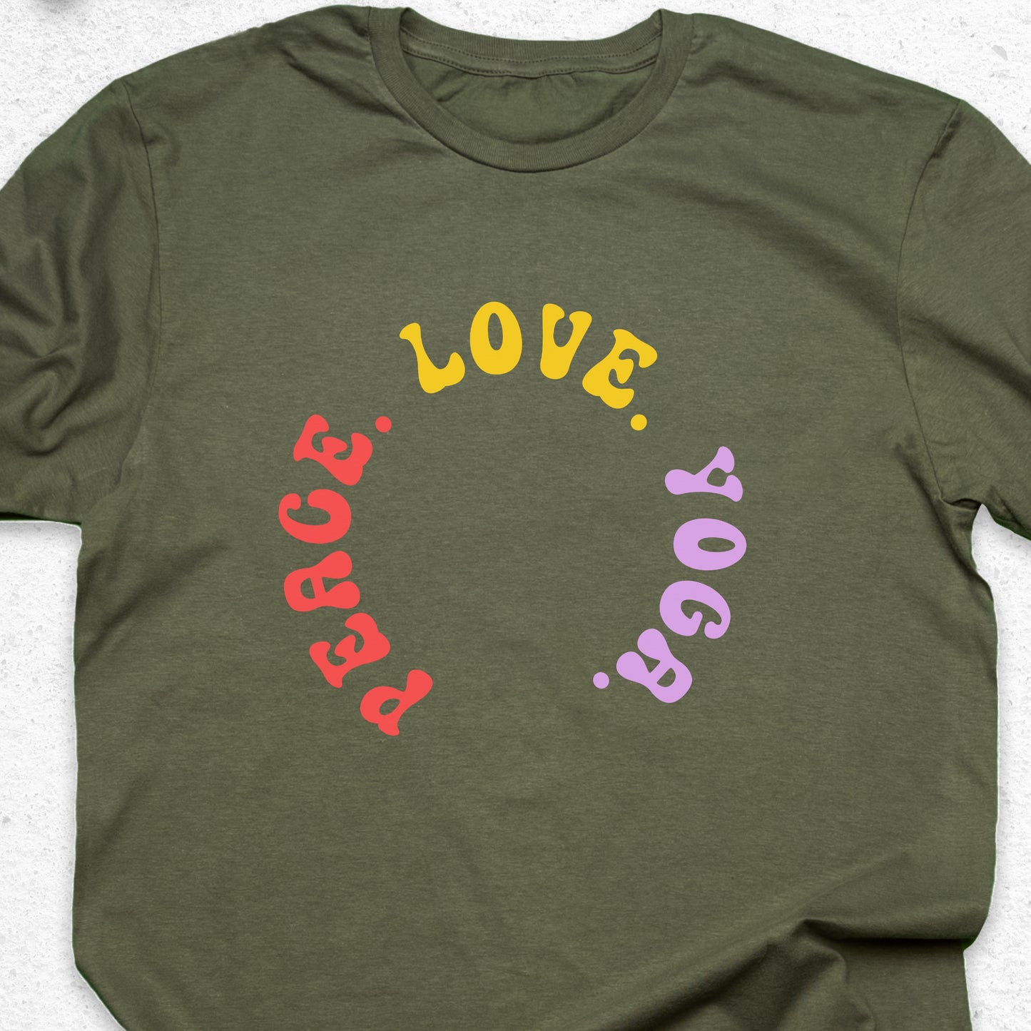 Peace Love Yoga T-Shirt – Minimalist Yoga Tee, Spiritual Shirt, Mindfulness Wellness Apparel