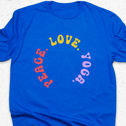 Peace Love Yoga T-Shirt – Minimalist Yoga Tee, Spiritual Shirt, Mindfulness Wellness Apparel