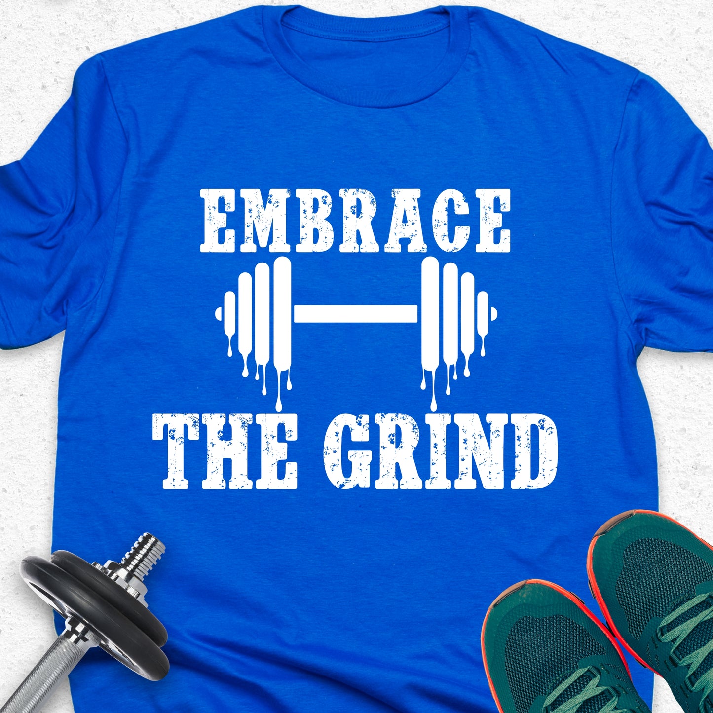 Embrace The Grind T-Shirt – Motivational Gym Tee, Fitness Workout Shirt, Weightlifting Apparel