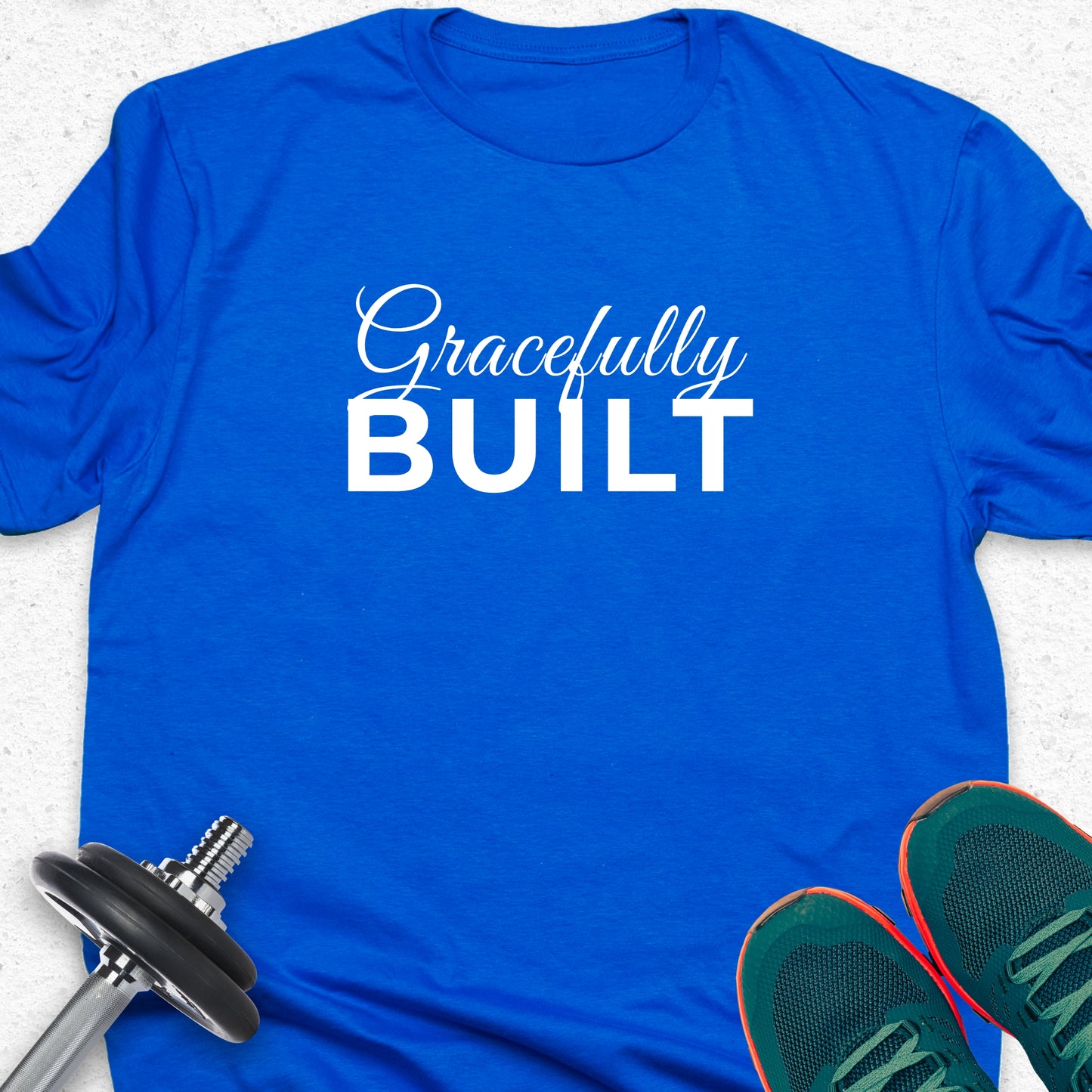 Gracefully Built T-Shirt – Minimalist Fitness Tee, Elegant Strength Shirt, Gym Apparel for Women