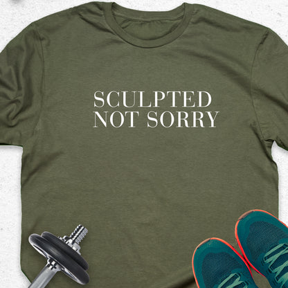Sculpted Not Sorry T-Shirt – Minimalist Gym Tee, Bold Fitness Shirt, Aesthetic Workout Apparel