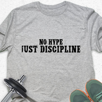 "No Hype Just Discipline" Motivational Gym T-Shirt - Distressed Athletic Apparel