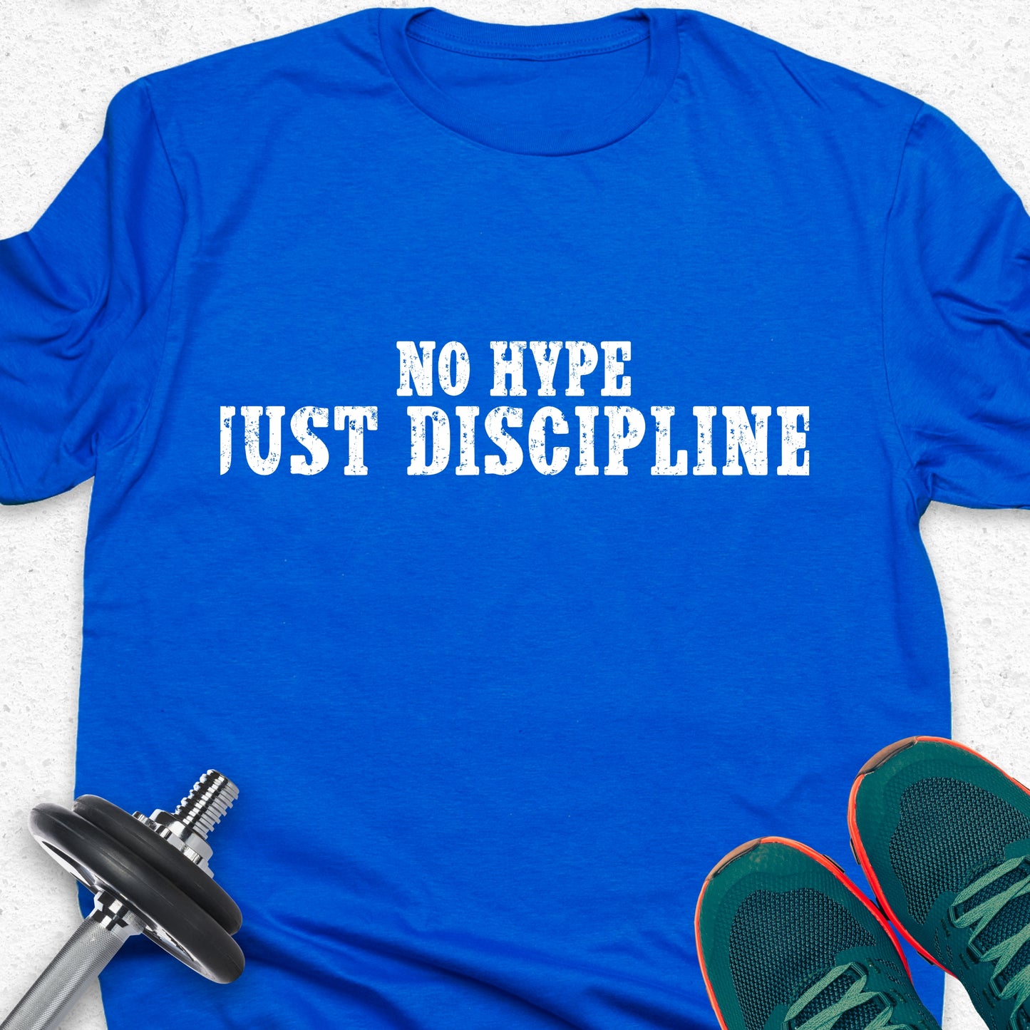 "No Hype Just Discipline" Motivational Gym T-Shirt - Distressed Athletic Apparel