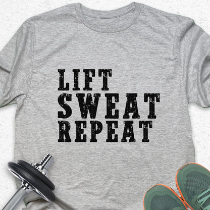 Lift Sweat Repeat T-Shirt – Motivational Gym Workout Tee — Inspirational Workout Tee