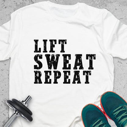 Lift Sweat Repeat T-Shirt – Motivational Gym Workout Tee — Inspirational Workout Tee
