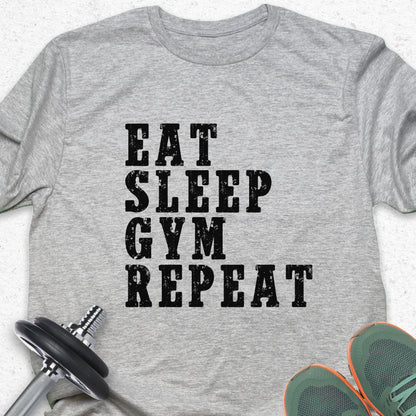 Eat Sleep Gym Repeat T-Shirt – Fitness Routine Motivational Tee — Inspirational Workout Tee