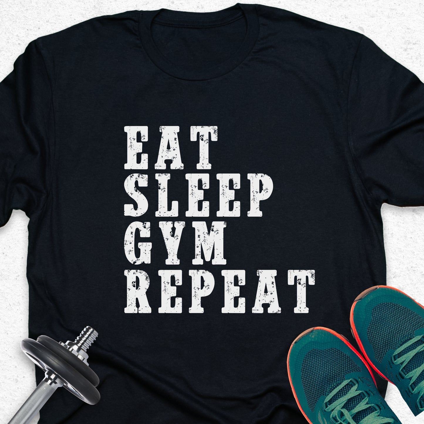 Eat Sleep Gym Repeat T-Shirt – Fitness Routine Motivational Tee — Inspirational Workout Tee