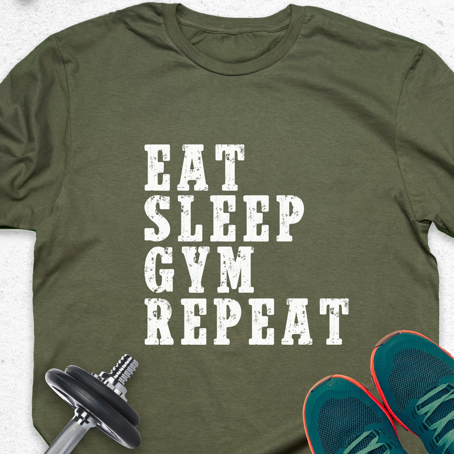 Eat Sleep Gym Repeat T-Shirt – Fitness Routine Motivational Tee — Inspirational Workout Tee