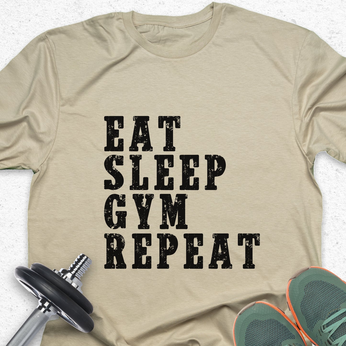 Eat Sleep Gym Repeat T-Shirt – Fitness Routine Motivational Tee — Inspirational Workout Tee