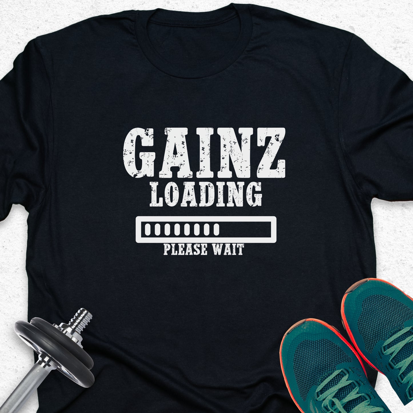 Gainz Loading T-Shirt – Funny Gym Progress Workout Tee — Inspirational Workout Tee