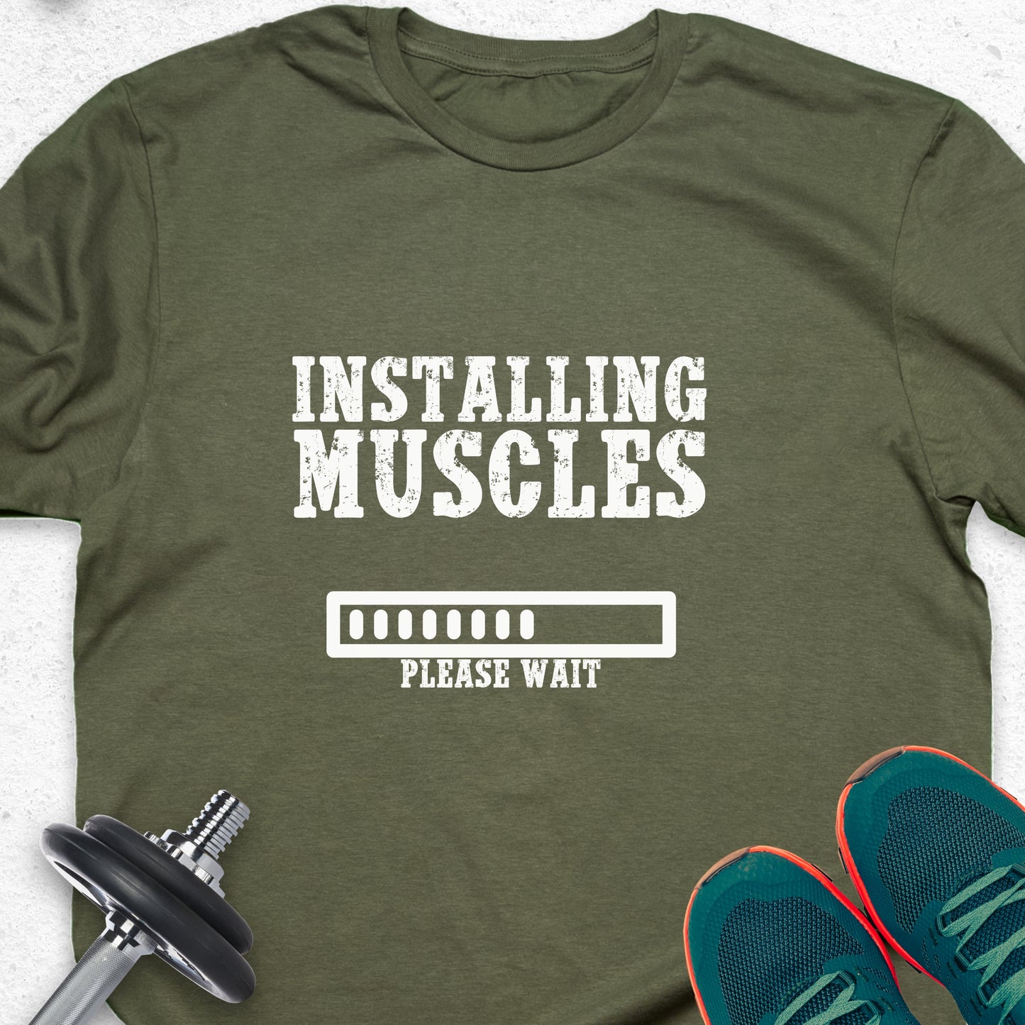 Installing Muscles T-Shirt – Funny Gym Progress Workout Tee— Inspirational Workout Tee