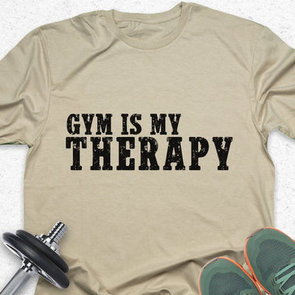 Gym Is My Therapy T-Shirt – Motivational Fitness Graphic Tee— Inspirational Workout Tee