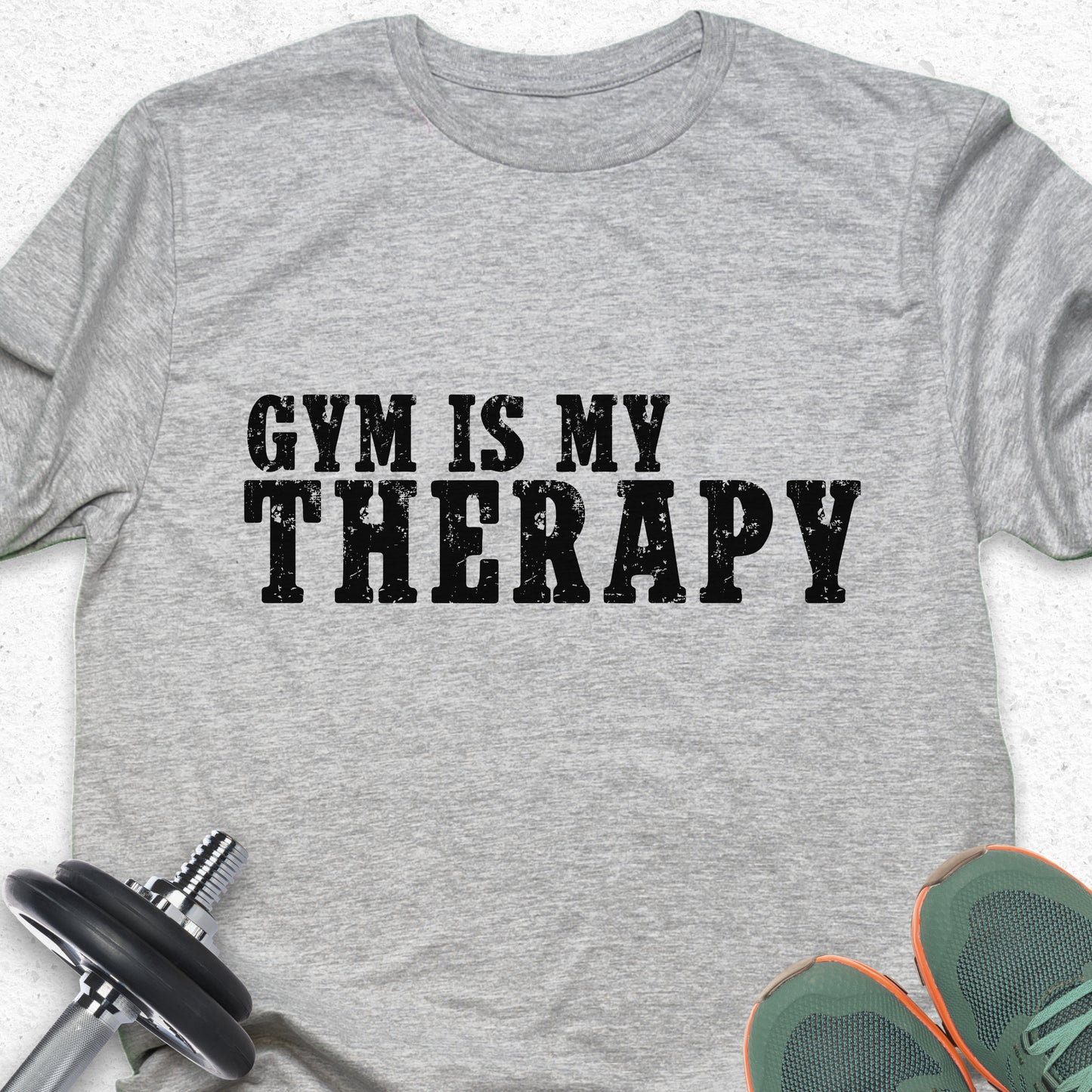 Gym Is My Therapy T-Shirt – Motivational Fitness Graphic Tee— Inspirational Workout Tee