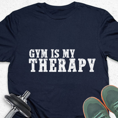 Gym Is My Therapy T-Shirt – Motivational Fitness Graphic Tee— Inspirational Workout Tee
