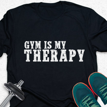 Gym Is My Therapy T-Shirt – Motivational Fitness Graphic Tee— Inspirational Workout Tee