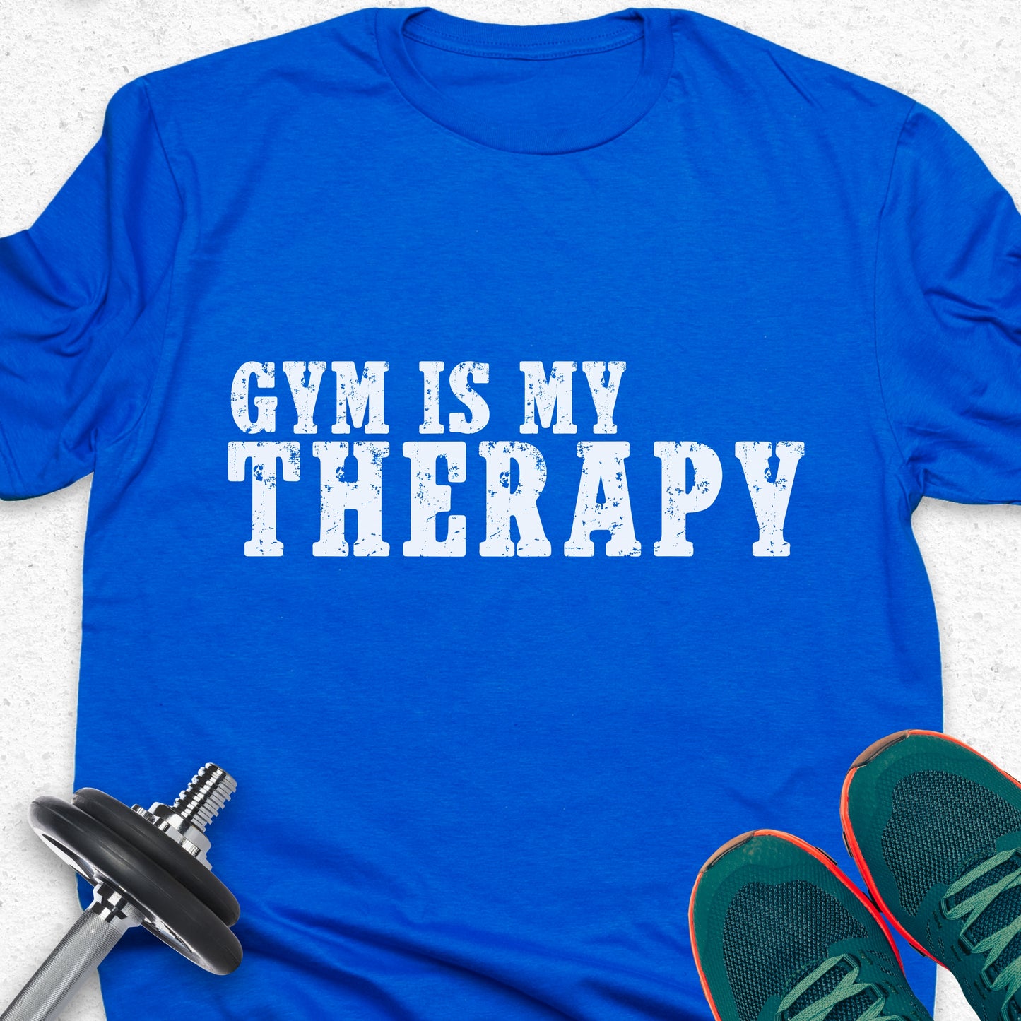 Gym Is My Therapy T-Shirt – Motivational Fitness Graphic Tee— Inspirational Workout Tee