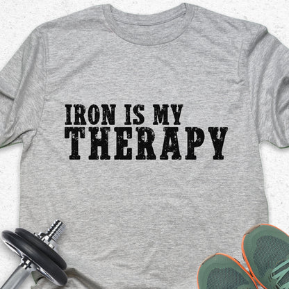 Iron Is My Therapy T-Shirt – Gym Motivation Fitness Workout Tee— Inspirational Workout Tee