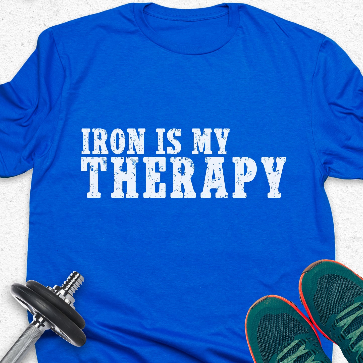 Iron Is My Therapy T-Shirt – Gym Motivation Fitness Workout Tee— Inspirational Workout Tee