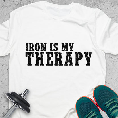 Iron Is My Therapy T-Shirt – Gym Motivation Fitness Workout Tee— Inspirational Workout Tee