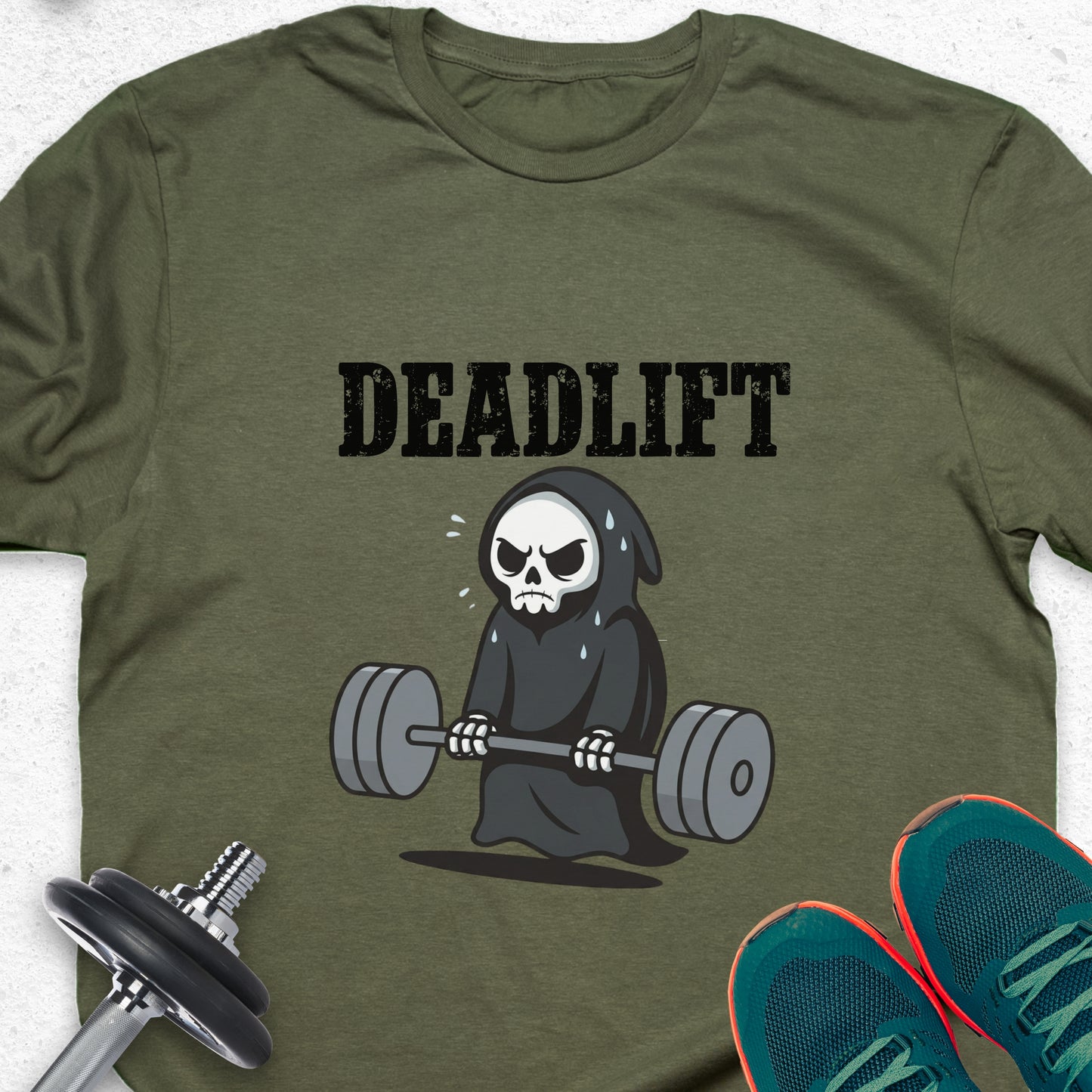 Deadlift Grim Reaper T-Shirt — Humorous Gym Workout Tee