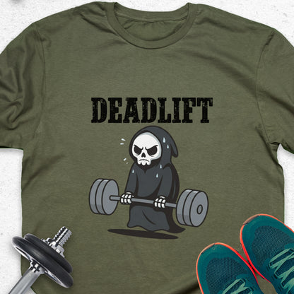 Deadlift Grim Reaper T-Shirt — Humorous Gym Workout Tee