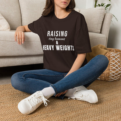 Raising Tiny Humans & Heavy Weights T-Shirt – Fitness Mom Graphic Tee
