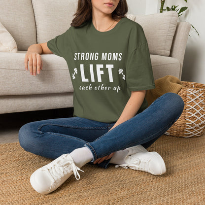 Strong Moms Lift Each Other Up T-Shirt – Motivational Fitness Mom Graphic Tee